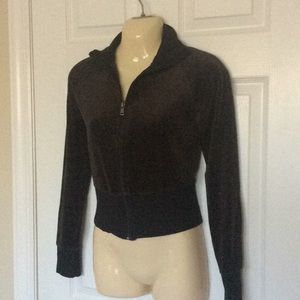 Y2K cropped velour zip up Jacket EUC